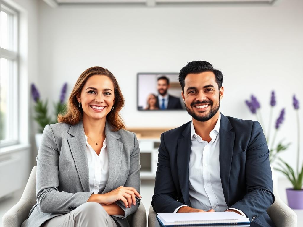 Two professionals in a friendly consultation call