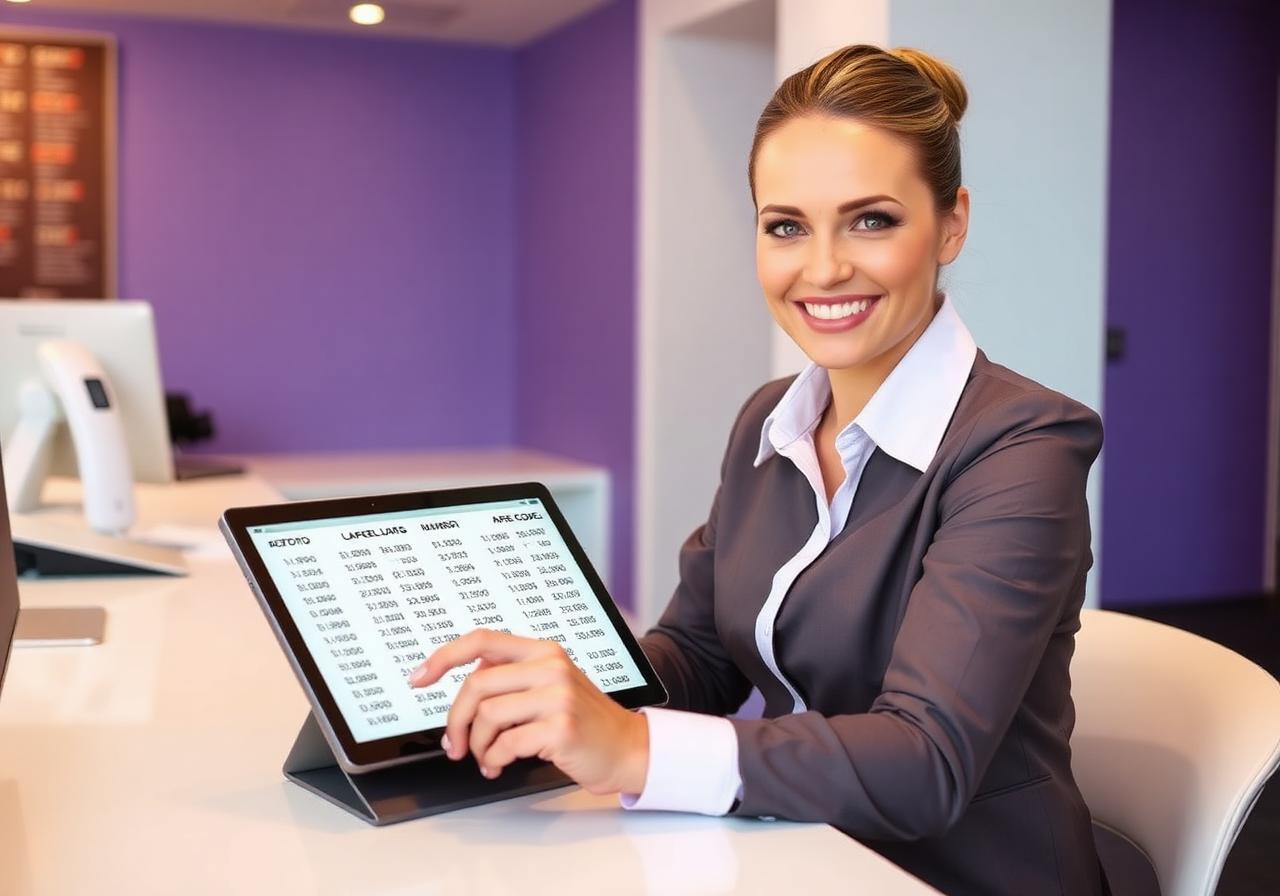 Operator picking phone numbers and area codes on a tablet