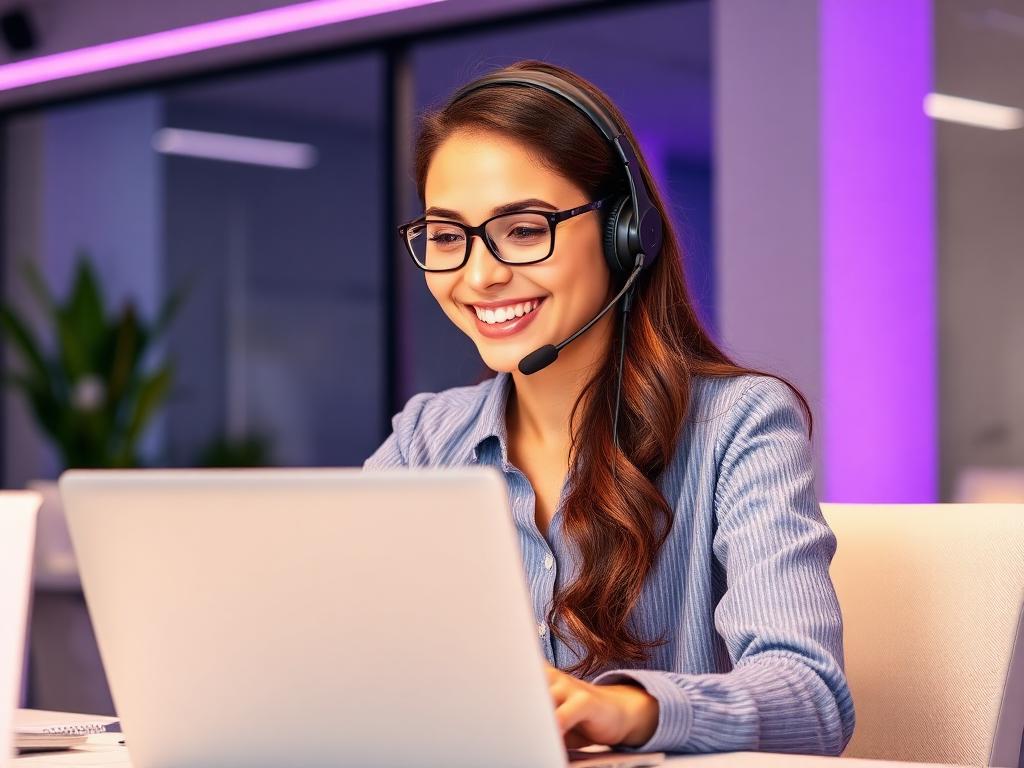 Bilingual support specialist helping a business customer