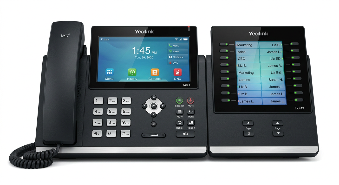 Yealink T48U IP Phone with EXP43 Expansion Module — Desk phone + expansion module