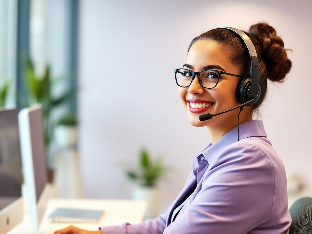 Smiling bilingual support specialist with headset